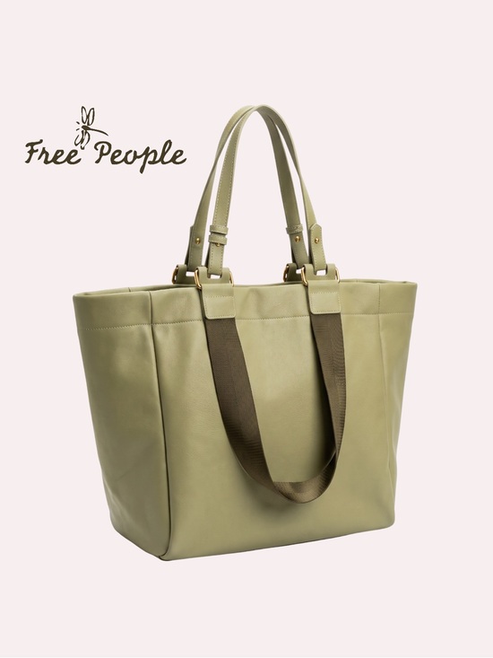 Free People Handbags - Free People Ventura Vegan Leather Large Tote Bag - Sage Green NIB